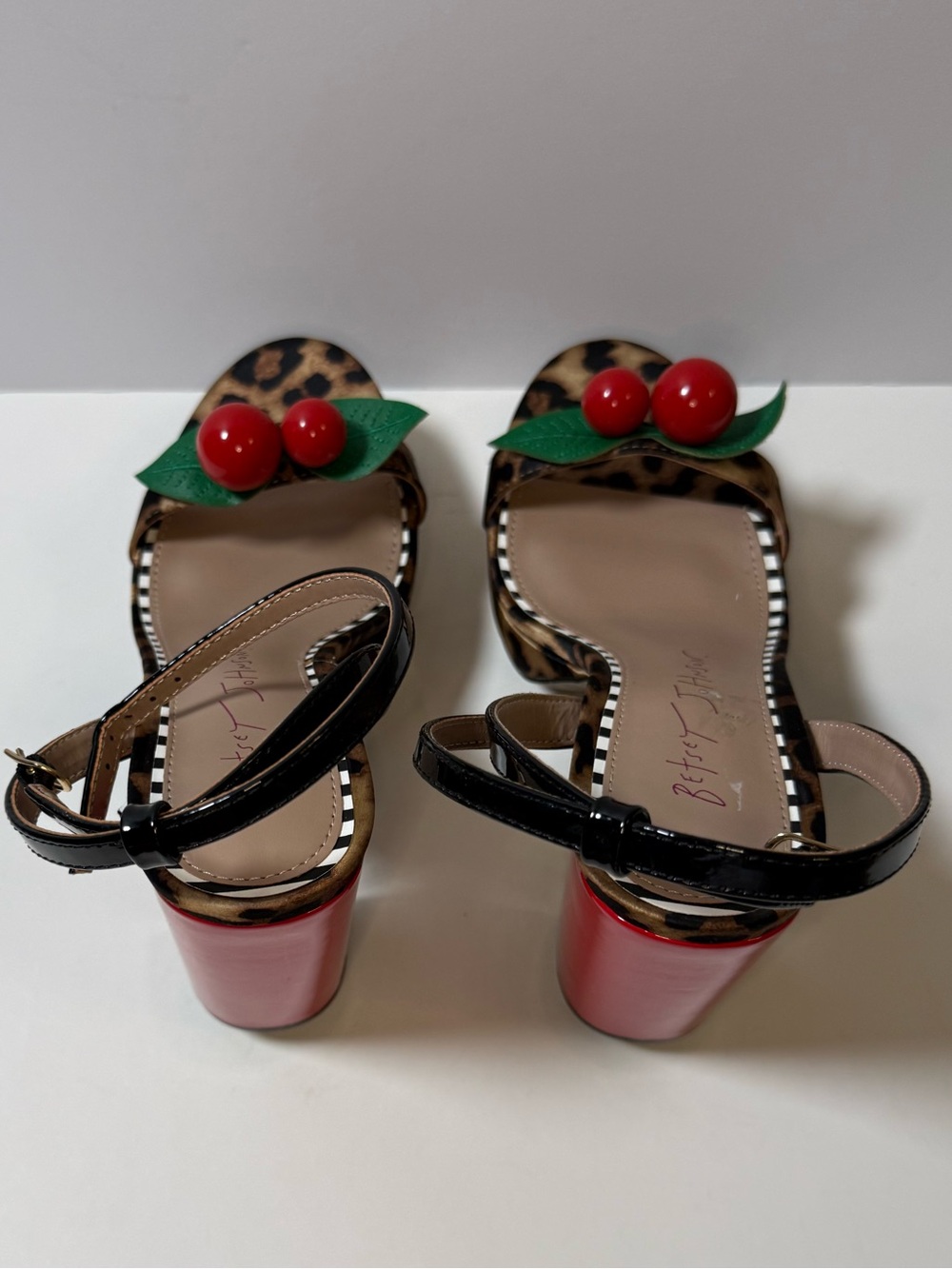 Betsey Johnson Leopard Platform Sandals with Red Cherry Accents - NWT - Picture 6 of 9